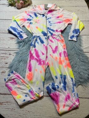 NWT Lezat Soft Terry Cloth Tie Dye One Piece Jumpsuit sz XS